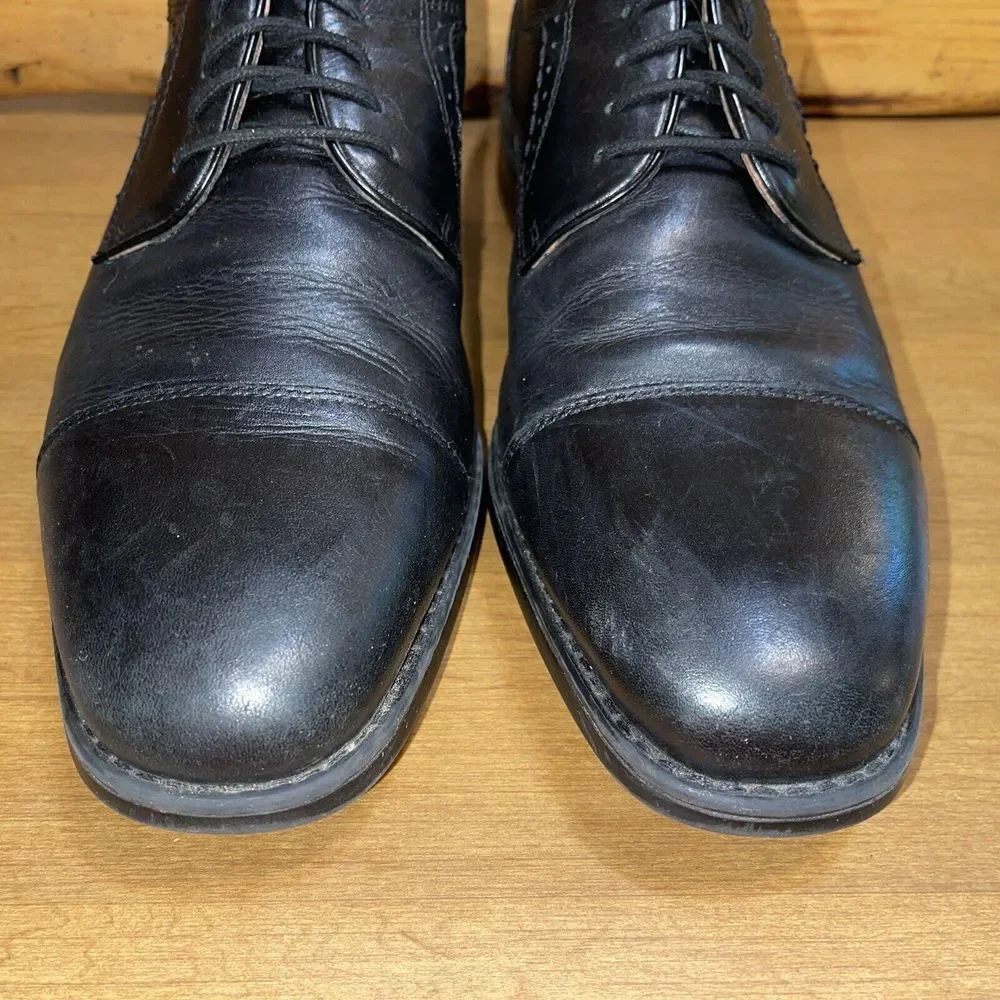 Johnston‎ & Murphy Shoes Men 11 Black Sheepskin Dress Casual Shoes Cap Toe